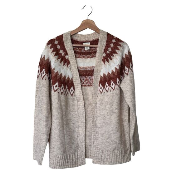 Aspen women's fair isle cardigan brown long sleeves size M - Picture 1 of 10